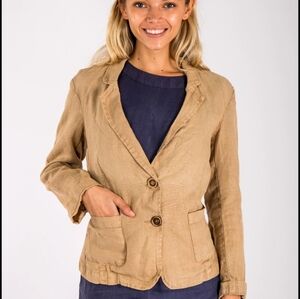 Claudio Milano Women's Linen Tan Boyfriend Style Blazer Sz XL Casual Capsule